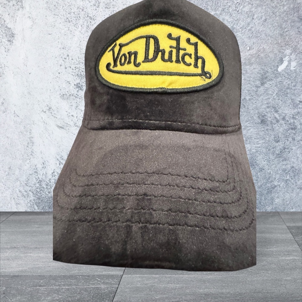 Von Dutch Velvet Black and Yellow Mesh Truckers Cap. NWT - Picture 3 of 4